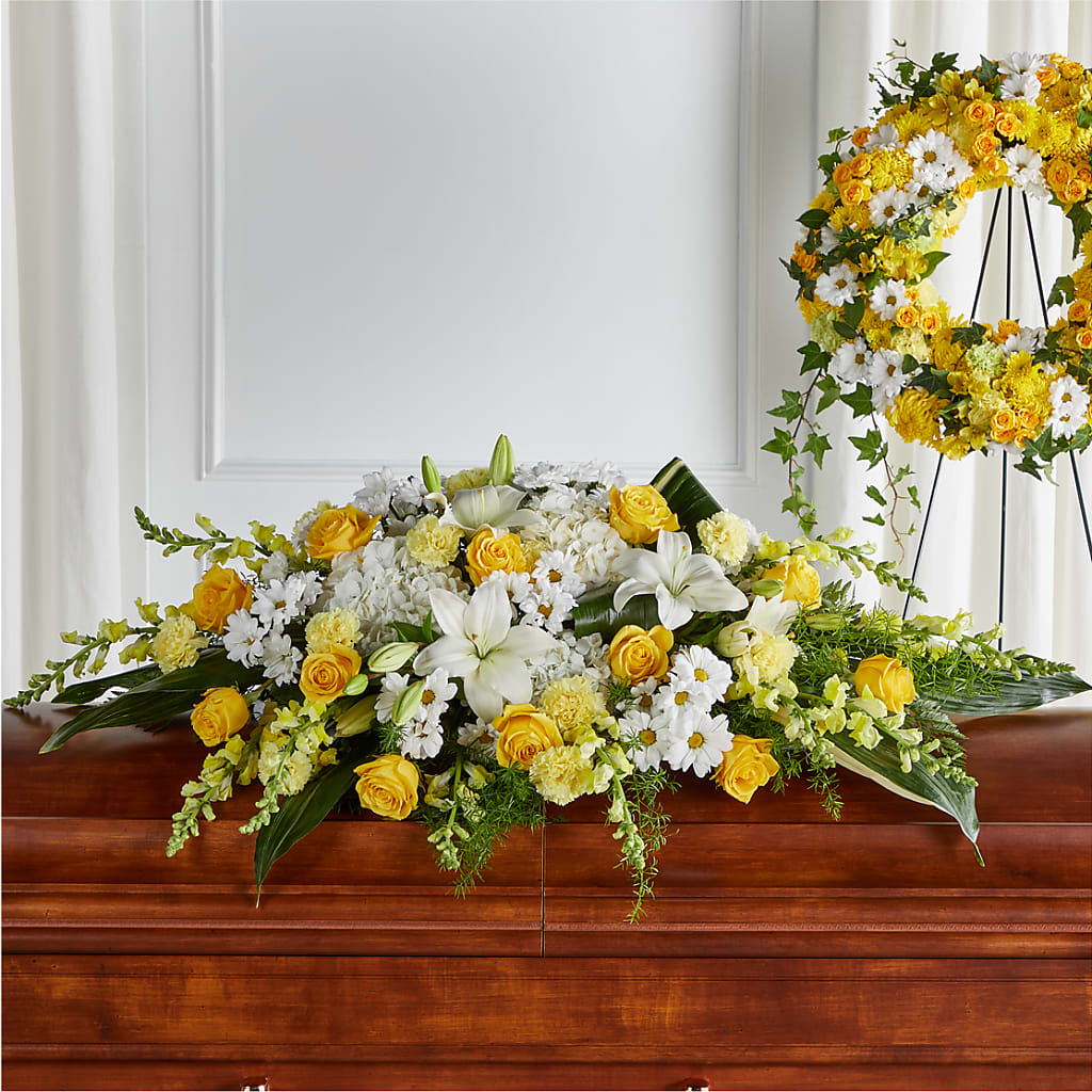 Golden Harmony Casket Spray – Gibsonia Flowers, Lakeland FL