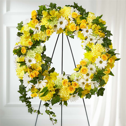 Golden Remembrance Wreath –  Gibsonia Flowers, Lakeland FL