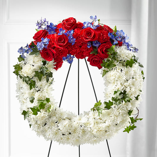 Patriotic Passion Wreath –  Gibsonia Flowers, Lakeland FL
