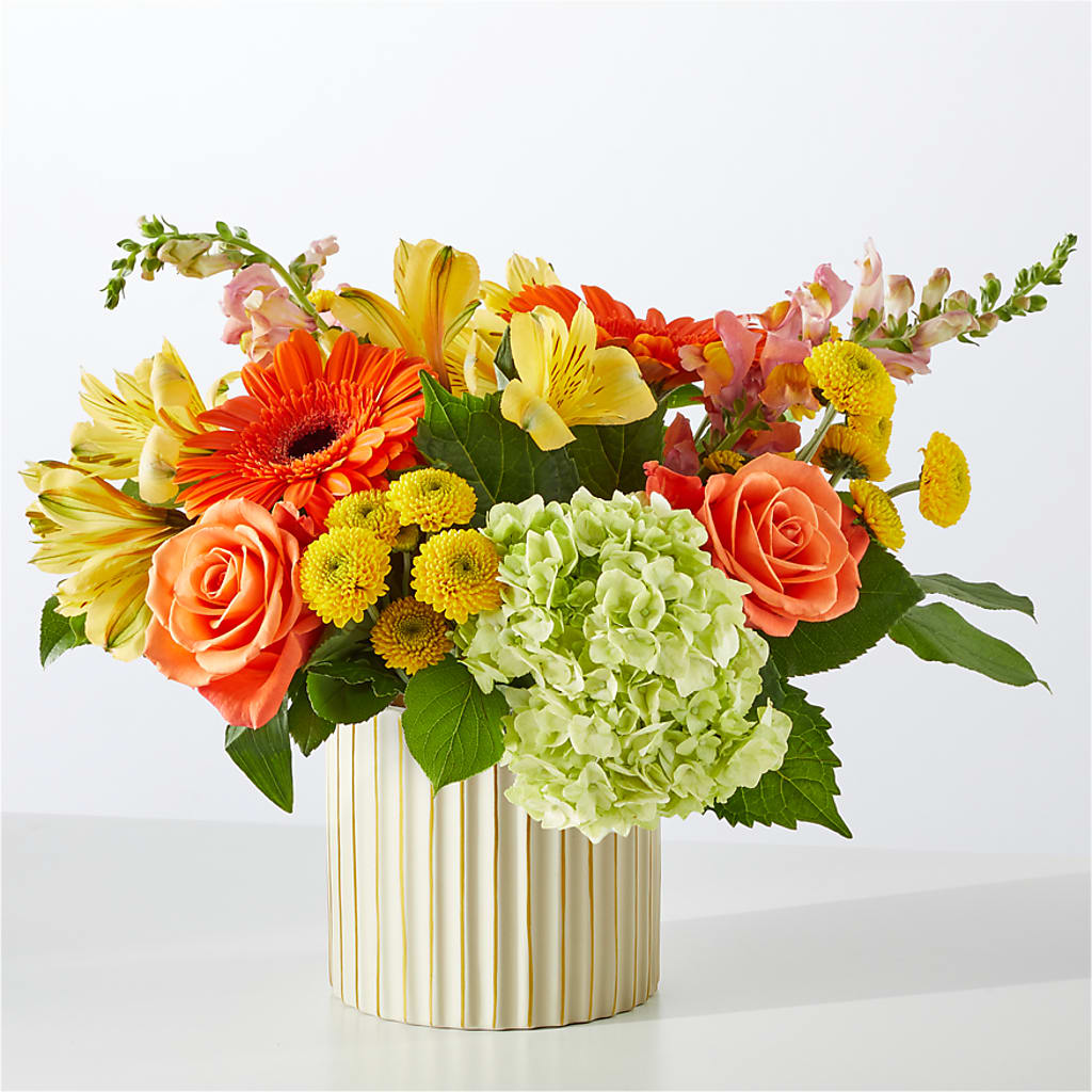Autumn Sunshine Bouquet with Ivory Vase –  Gibsonia Flowers, Lakeland FL