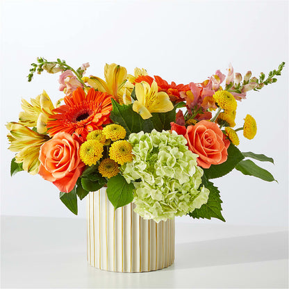 Autumn Sunshine Bouquet with Ivory Vase –  Gibsonia Flowers, Lakeland FL