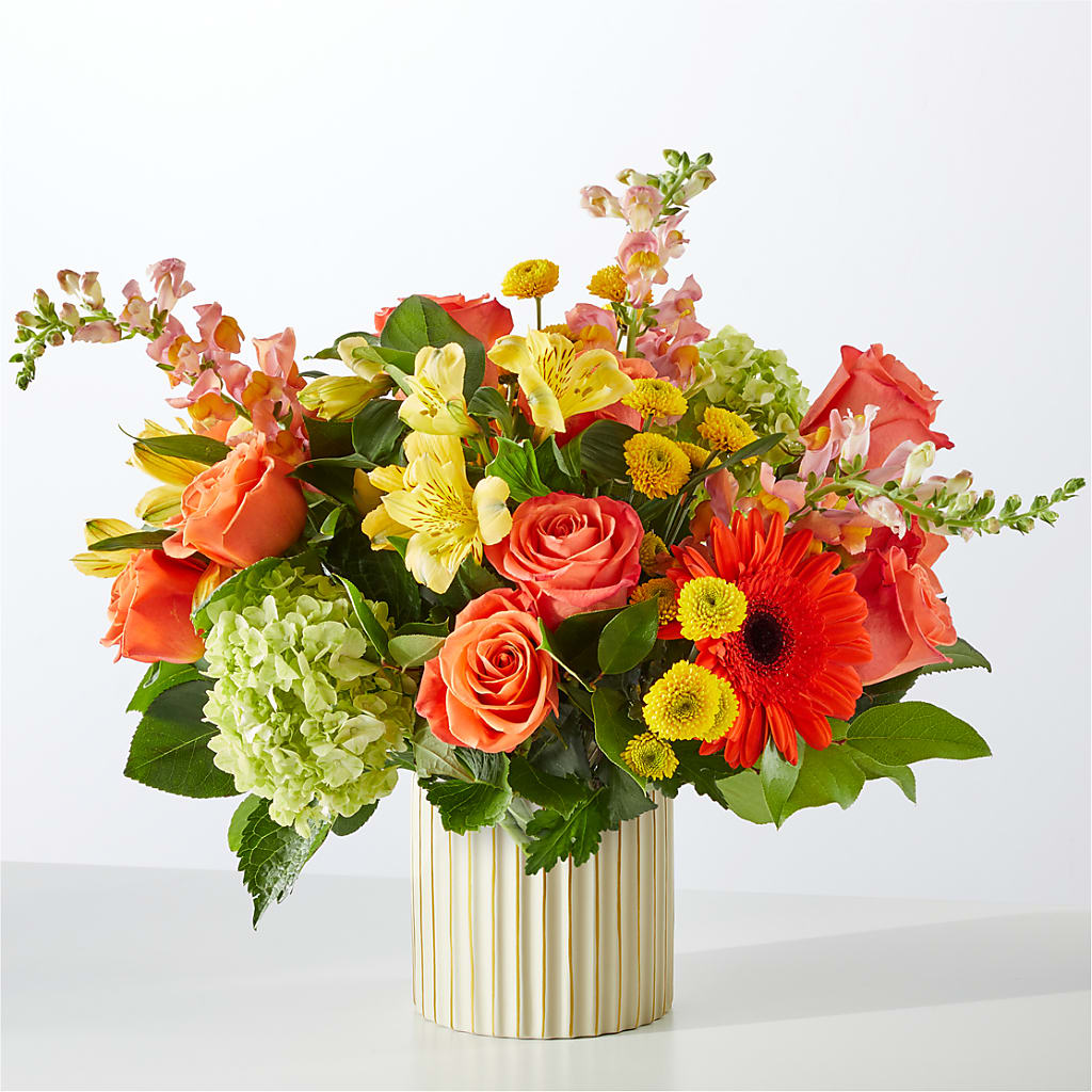 Autumn Sunshine Bouquet with Ivory Vase –  Gibsonia Flowers, Lakeland FL