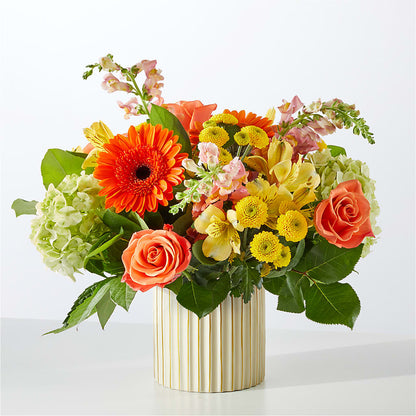 Autumn Sunshine Bouquet with Ivory Vase –  Gibsonia Flowers, Lakeland FL