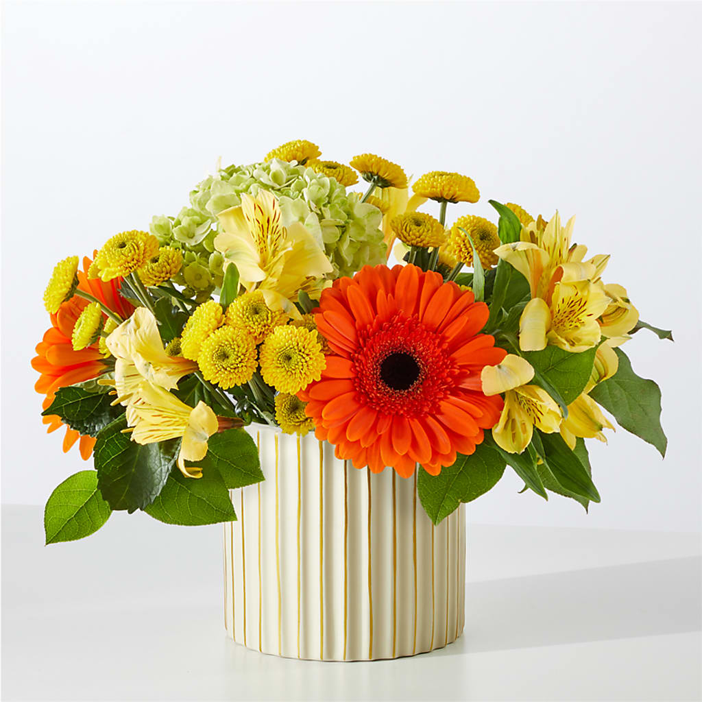 Autumn Sunshine Bouquet with Ivory Vase –  Gibsonia Flowers, Lakeland FL