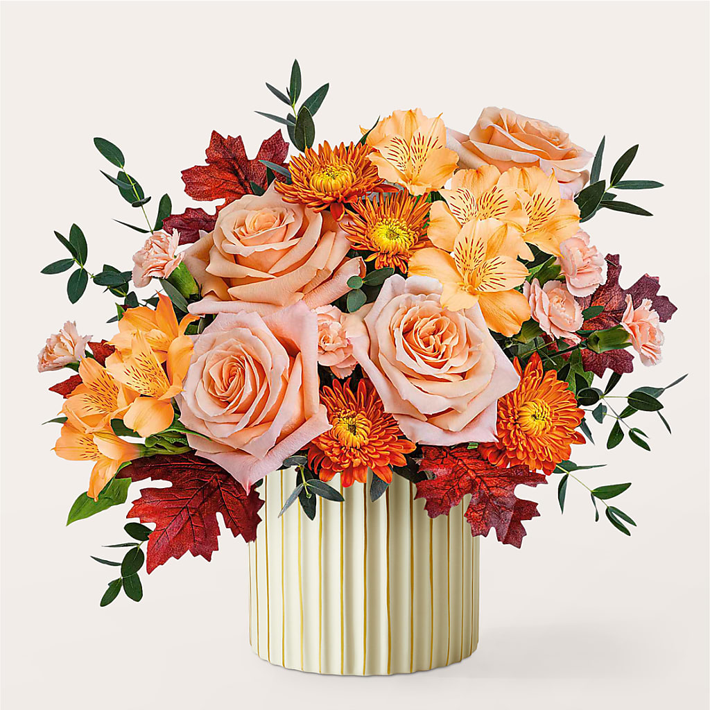 Spiced Latte Bouquet with Ivory Vase –  Gibsonia Flowers, Lakeland FL