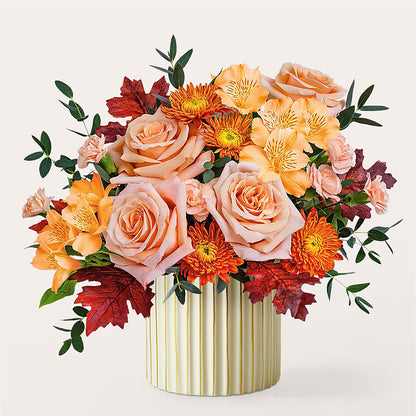Spiced Latte Bouquet with Ivory Vase –  Gibsonia Flowers, Lakeland FL