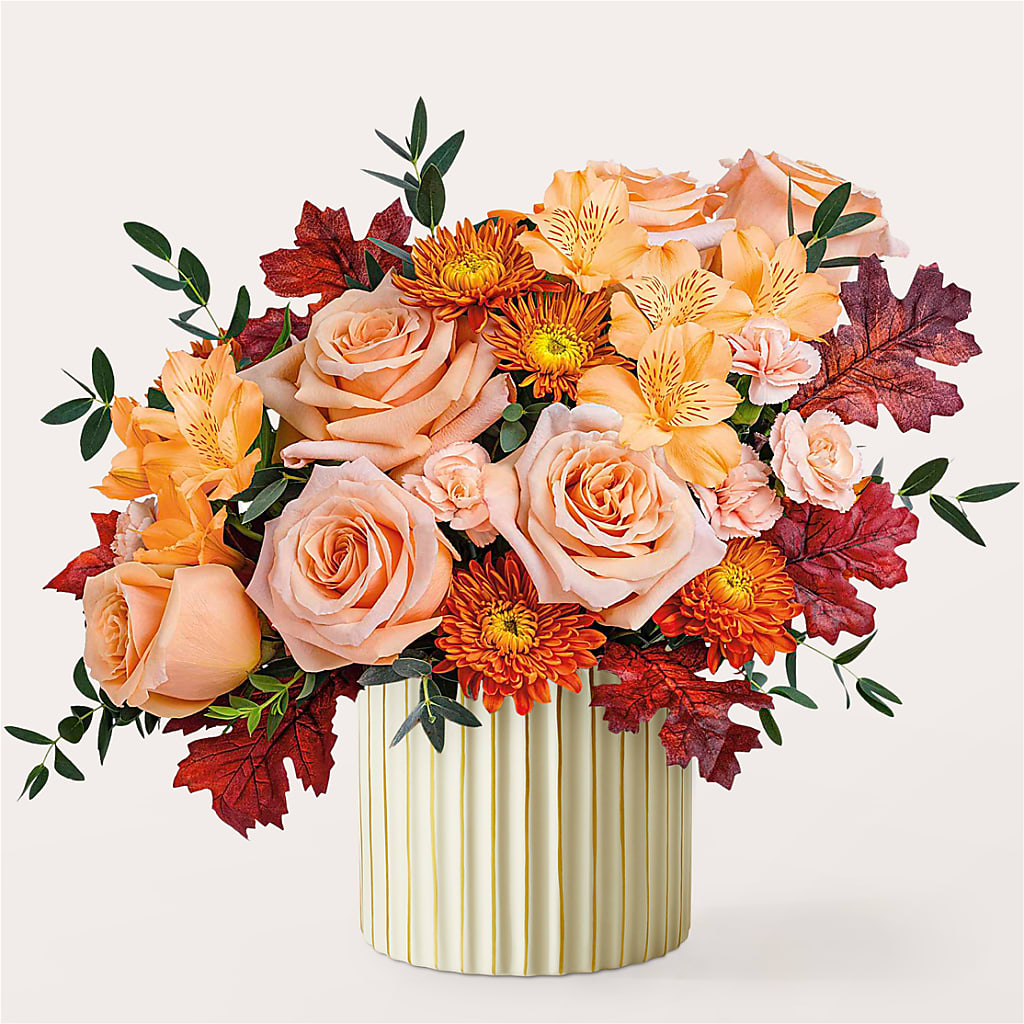 Spiced Latte Bouquet with Ivory Vase –  Gibsonia Flowers, Lakeland FL