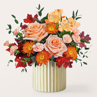 Spiced Latte Bouquet with Ivory Vase –  Gibsonia Flowers, Lakeland FL