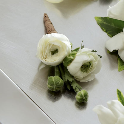 White Ranunculus Boutonniere –  Gibsonia Flowers, Lakeland FL